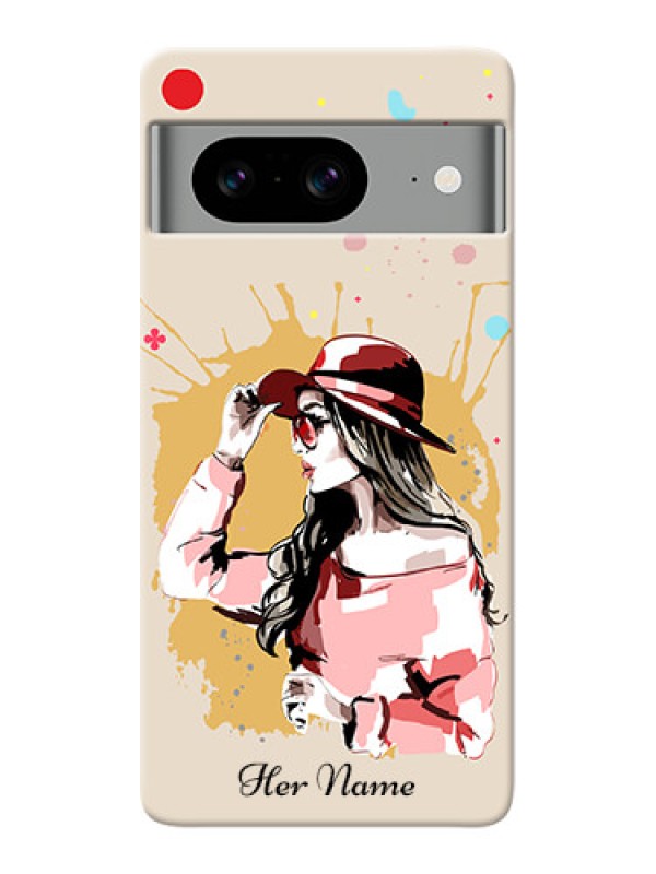 Custom Google Pixel 8 Pro 5G Photo Printing on Case with Women with pink hat Design