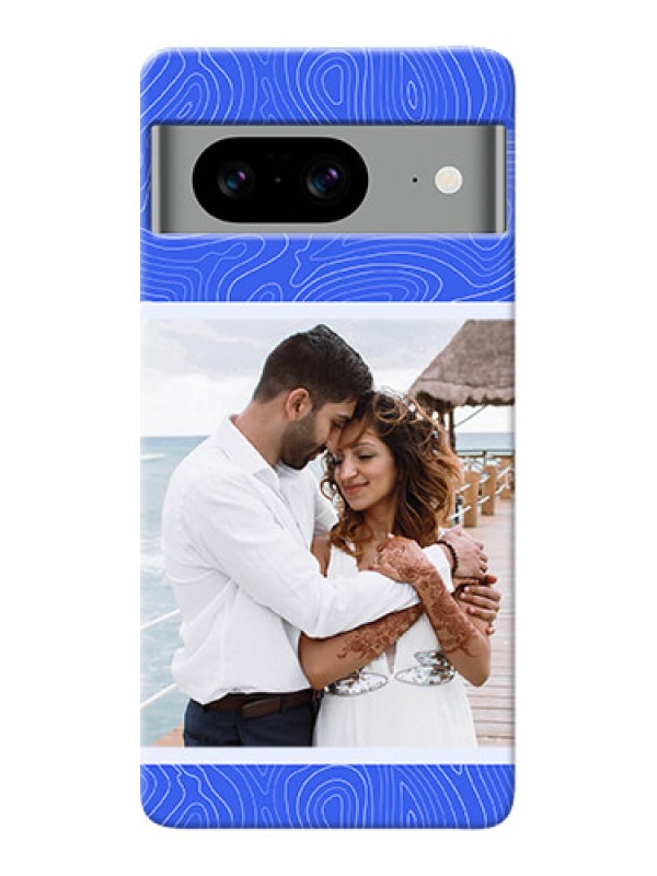 Custom Google Pixel 8 Pro 5G Custom Mobile Case with Curved line art with blue and white Design