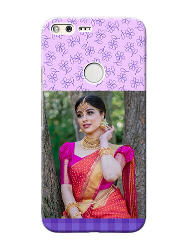 Custom Google Pixel XL Mobile Cases: Purple Floral Design
