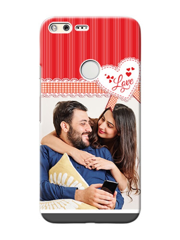 Custom Google Pixel XL phone cases online: Red Love Pattern Design