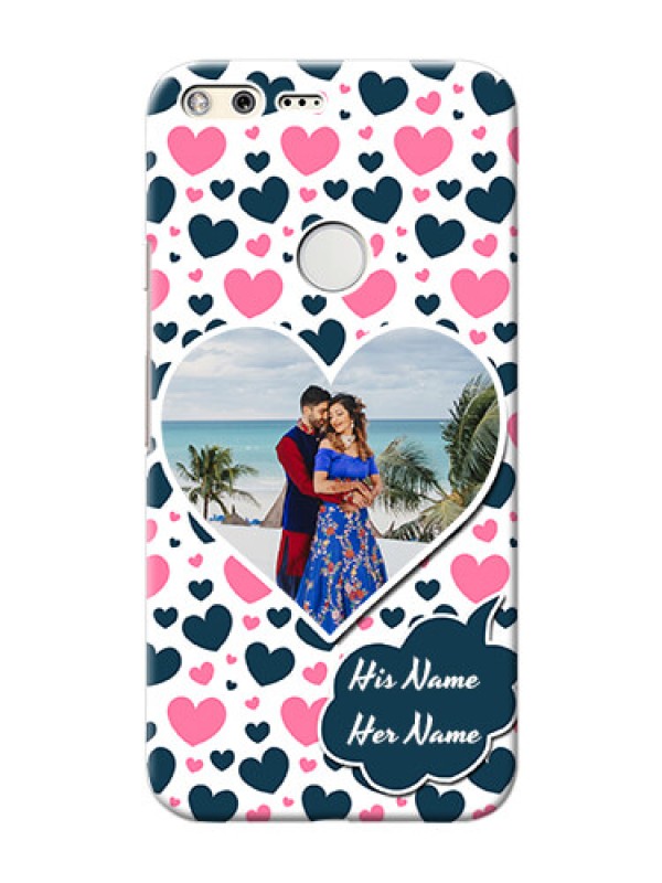 Custom Google Pixel XL Mobile Covers Online: Pink & Blue Heart Design