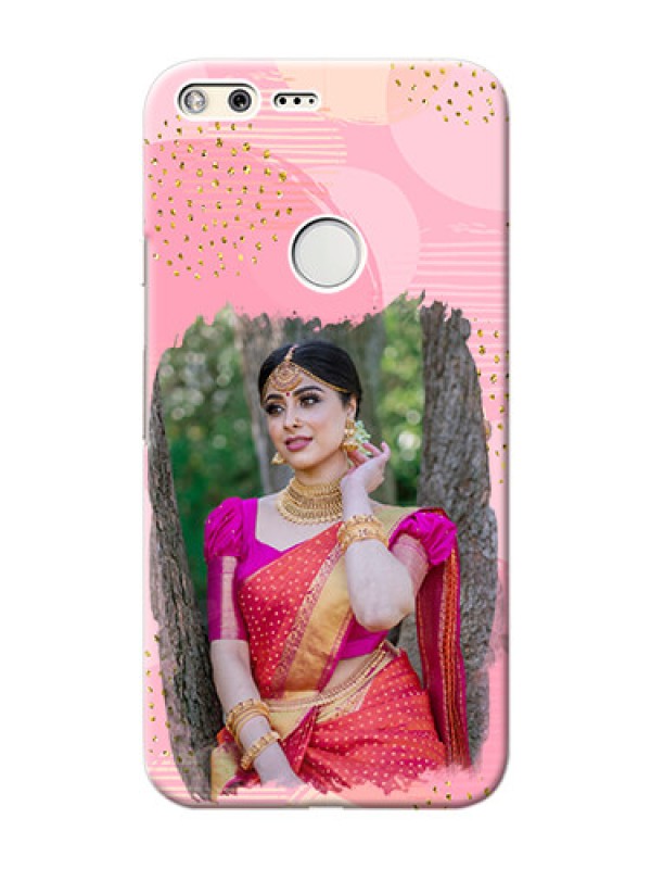 Custom Google Pixel XL Phone Covers for Girls: Gold Glitter Splash Design