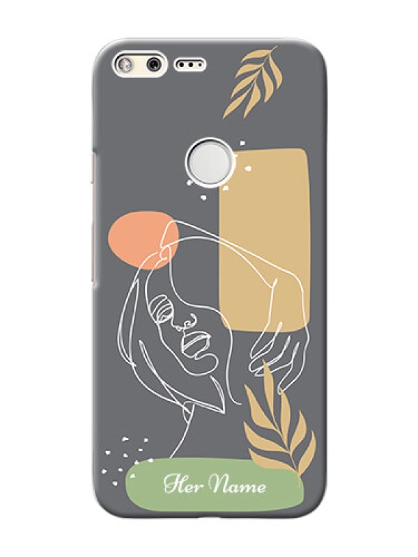 Custom Pixel Xl Phone Back Covers: Gazing Woman line art Design