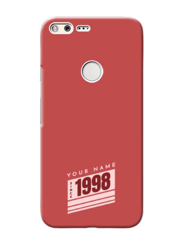 Custom Pixel Xl Phone Back Covers: Red custom year of birth Design