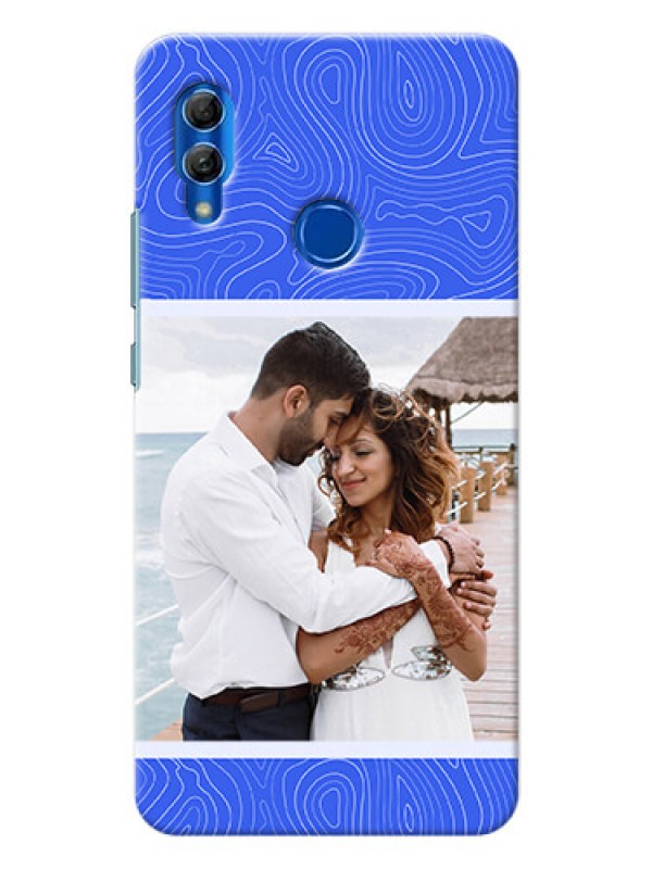 Custom Honor 10 Lite Mobile Back Covers: Curved line art with blue and white Design
