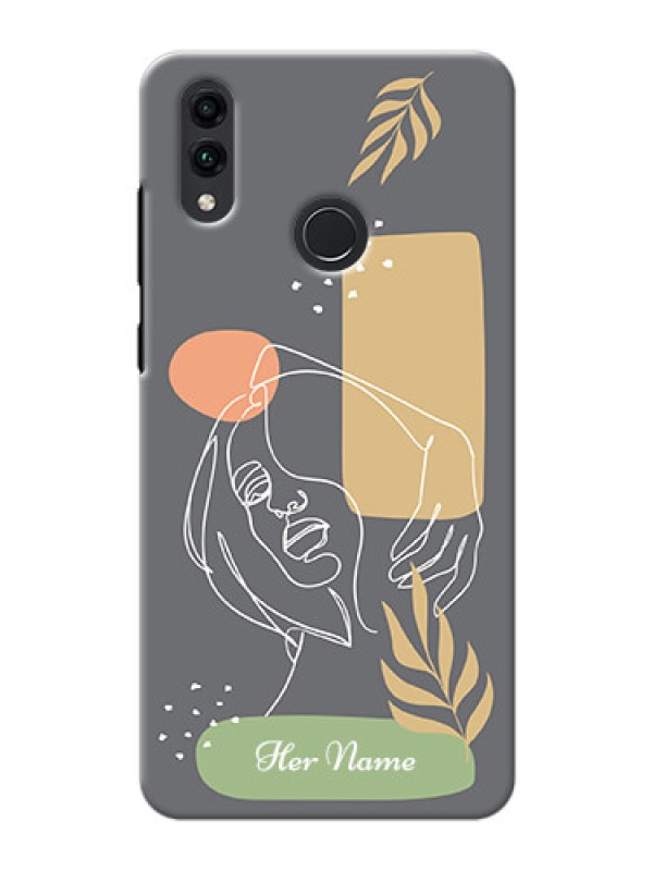 Custom Honor 8C Phone Back Covers: Gazing Woman line art Design