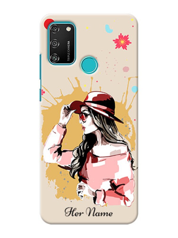 Custom Honor 9A Back Covers: Women with pink hat Design
