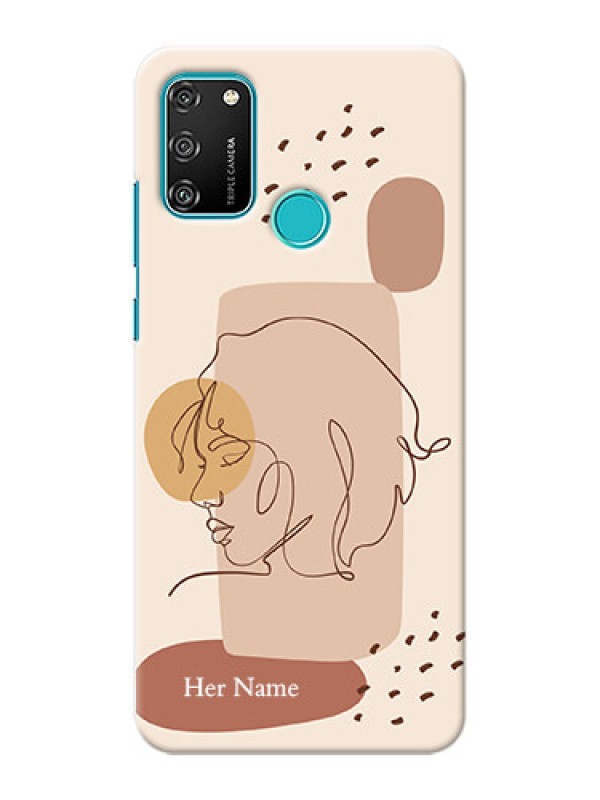 Custom Honor 9A Custom Phone Covers: Calm Woman line art Design