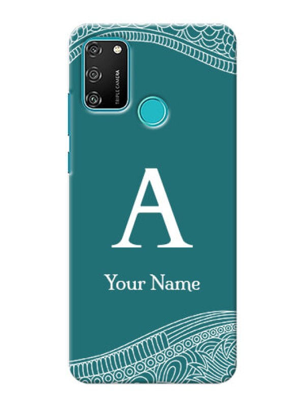 Custom Honor 9A Mobile Back Covers: line art pattern with custom name Design