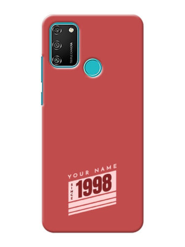 Custom Honor 9A Phone Back Covers: Red custom year of birth Design