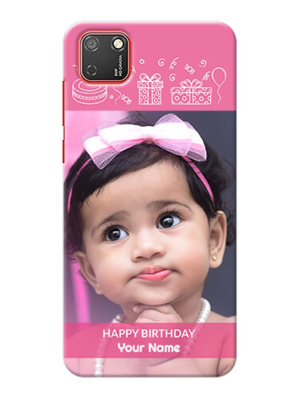 Custom Honor 9S Custom Mobile Cover with Birthday Line Art Design