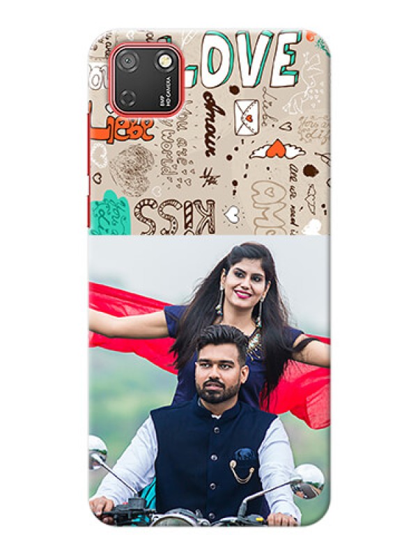 Custom Honor 9S Personalised mobile covers: Love Doodle Pattern 