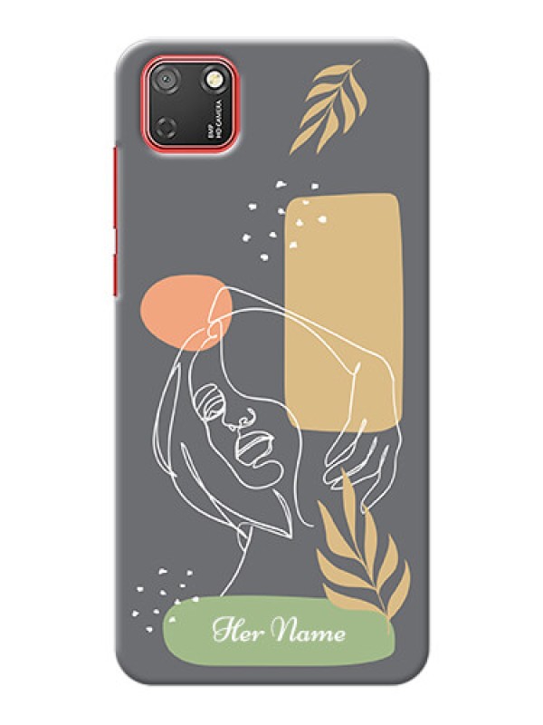 Custom Honor 9S Phone Back Covers: Gazing Woman line art Design