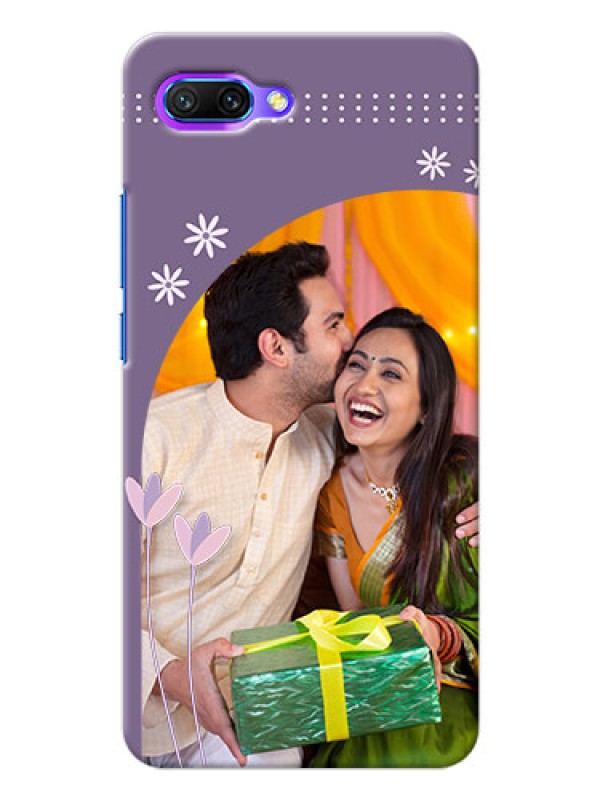 Custom Huawei Honor 10 lavender background with flower sprinkles Design
