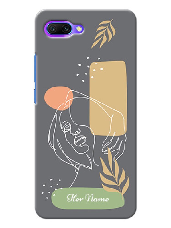 Custom Honor 10 Phone Back Covers: Gazing Woman line art Design