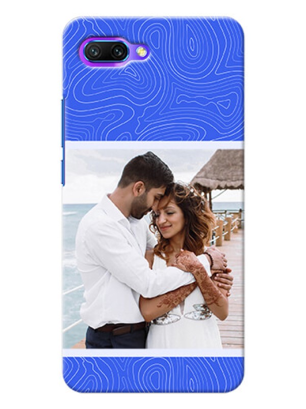 Custom Honor 10 Mobile Back Covers: Curved line art with blue and white Design