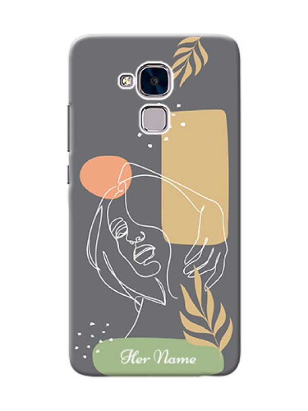 Custom Honor 5C Phone Back Covers: Gazing Woman line art Design
