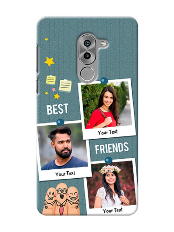 Custom Huawei Honor 6X 3 image holder with sticky frames and friendship day wishes Design