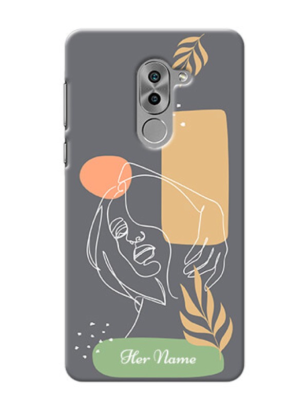 Custom Honor 6X Phone Back Covers: Gazing Woman line art Design
