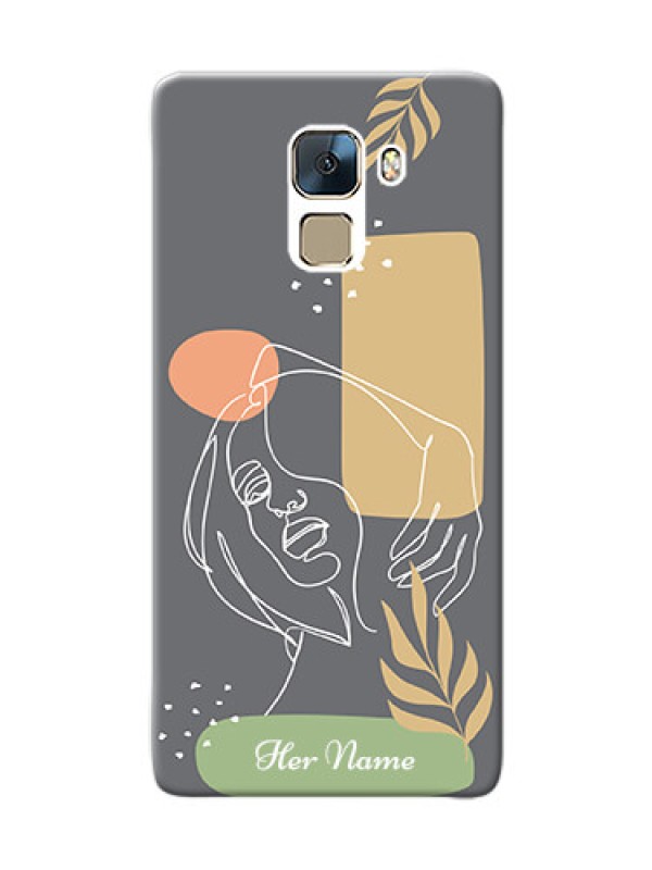 Custom Honor 7 Phone Back Covers: Gazing Woman line art Design