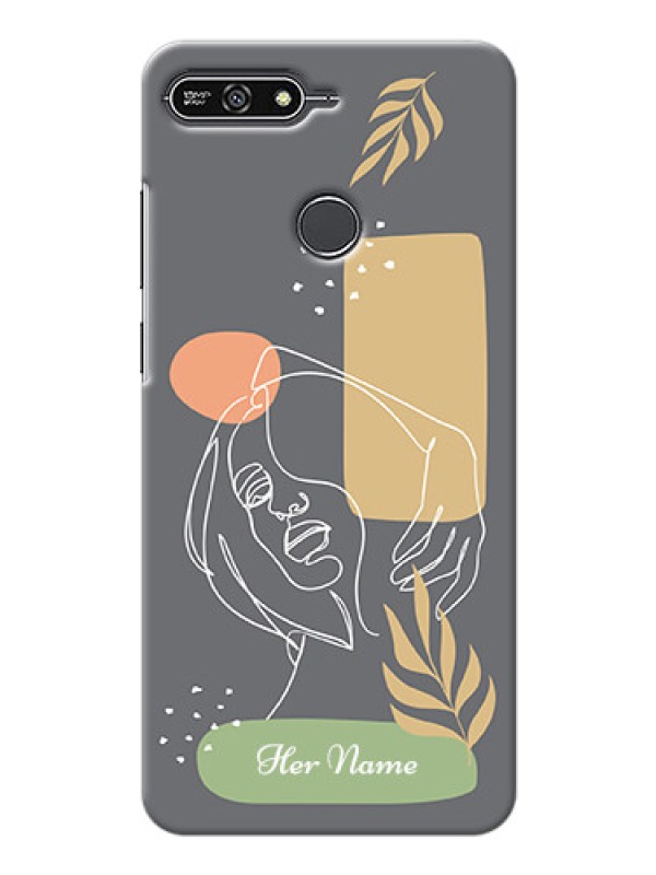 Custom Honor 7A Phone Back Covers: Gazing Woman line art Design