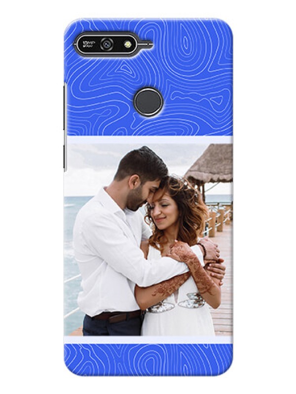 Custom Honor 7A Mobile Back Covers: Curved line art with blue and white Design