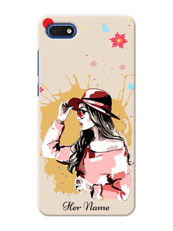 Custom Honor 7s Back Covers: Women with pink hat Design