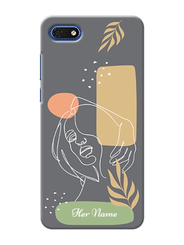 Custom Honor 7s Phone Back Covers: Gazing Woman line art Design