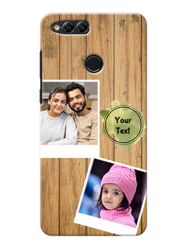 Custom Huawei Honor 7x 3 image holder with wooden texture  Design