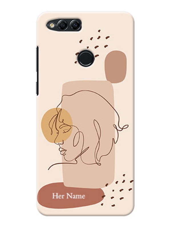 Custom Honor 7X Custom Phone Covers: Calm Woman line art Design