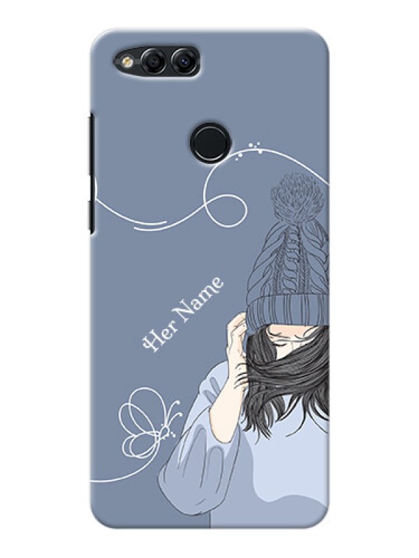 Custom Honor 7X Custom Mobile Case with Girl in winter outfit Design