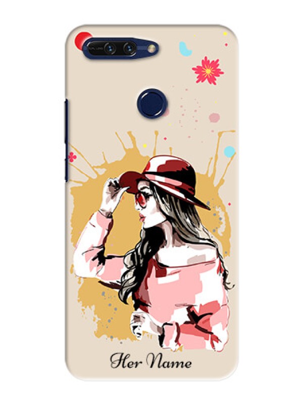 Custom Honor 8 Pro Back Covers: Women with pink hat Design