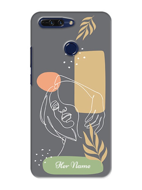 Custom Honor 8 Pro Phone Back Covers: Gazing Woman line art Design