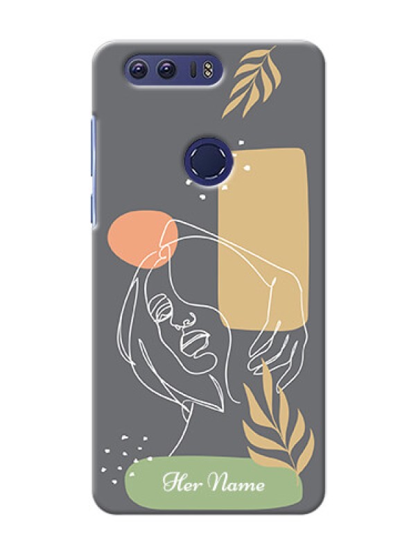 Custom Honor 8 Phone Back Covers: Gazing Woman line art Design