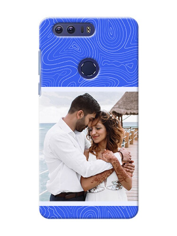 Custom Honor 8 Mobile Back Covers: Curved line art with blue and white Design