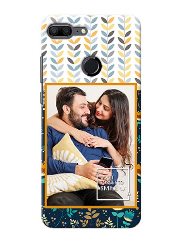 Custom Huawei Honor 9 Lite seamless and floral pattern design with smile quote Design