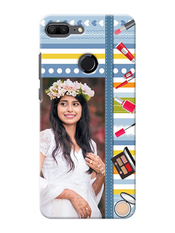 Custom Huawei Honor 9 Lite hand drawn backdrop with makeup icons Design