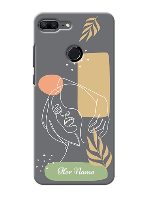 Custom Honor 9 Lite Phone Back Covers: Gazing Woman line art Design
