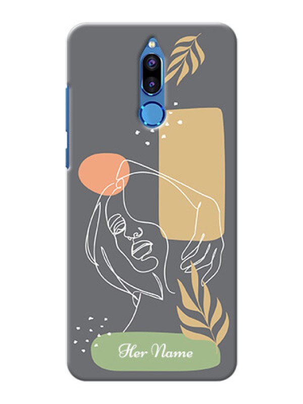 Custom Honor 9i Phone Back Covers: Gazing Woman line art Design