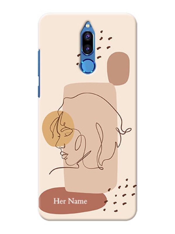 Custom Honor 9i Custom Phone Covers: Calm Woman line art Design