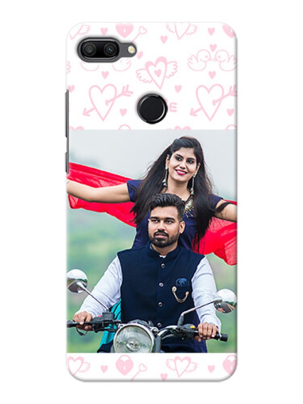 Custom Huawei Honor 9n personalized phone covers: Pink Flying Heart Design