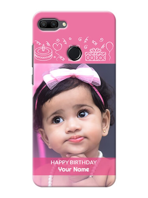 Custom Huawei Honor 9n Custom Mobile Cover with Birthday Line Art Design