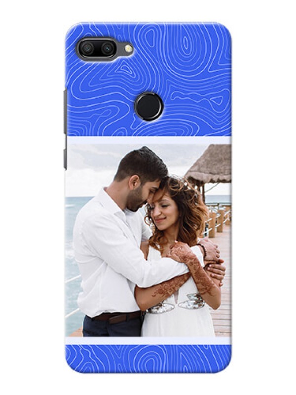 Custom Honor 9N Mobile Back Covers: Curved line art with blue and white Design