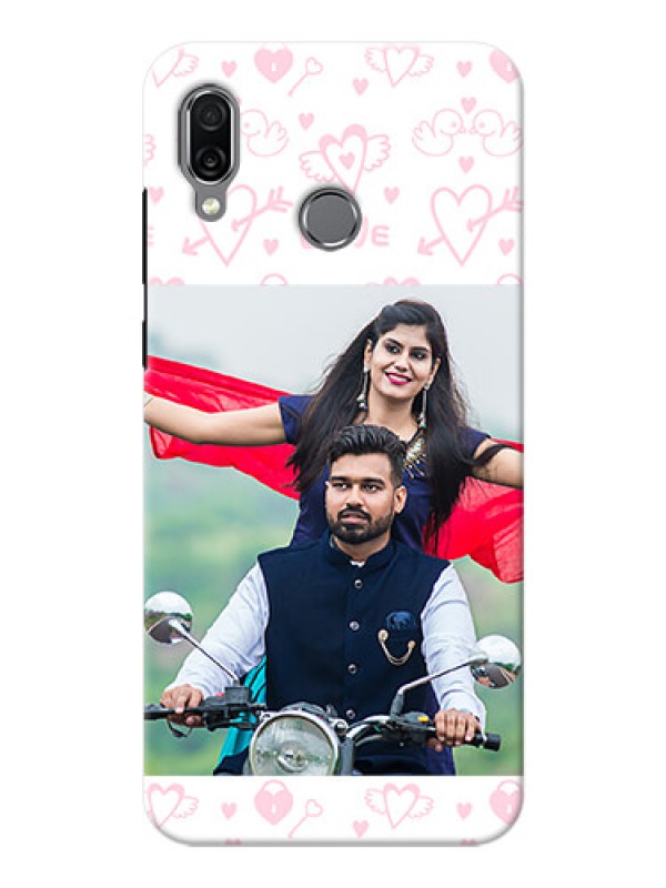 Custom Huawei Honor Play personalized phone covers: Pink Flying Heart Design