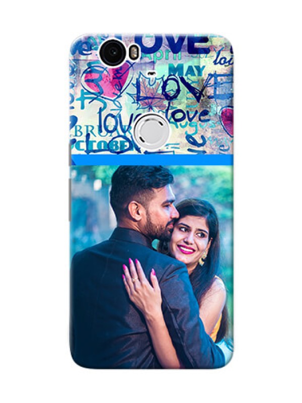 Custom Huawei Nexus 6P Colourful Love Patterns Mobile Case Design
