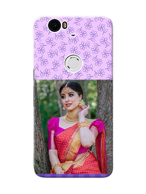 Custom Huawei Nexus 6P Floral Design Purple Pattern Mobile Cover Design