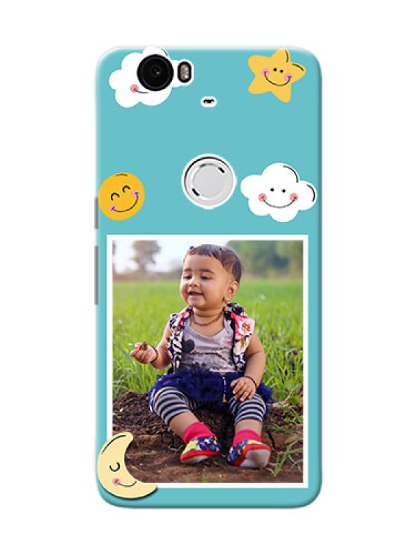 Custom Huawei Nexus 6P kids frame with smileys and stars Design