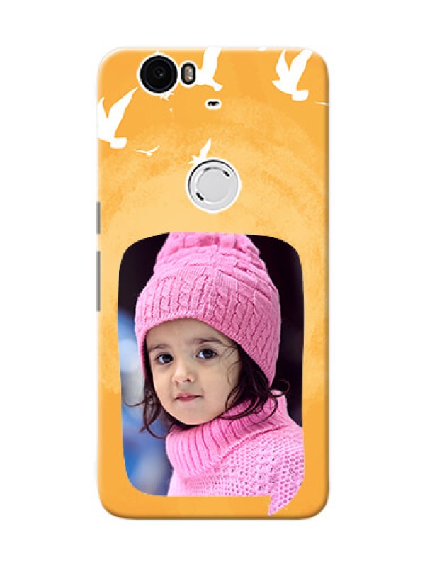 Custom Huawei Nexus 6P watercolour design with bird icons and sample text Design
