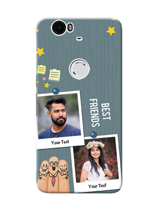 Custom Huawei Nexus 6P 3 image holder with sticky frames and friendship day wishes Design