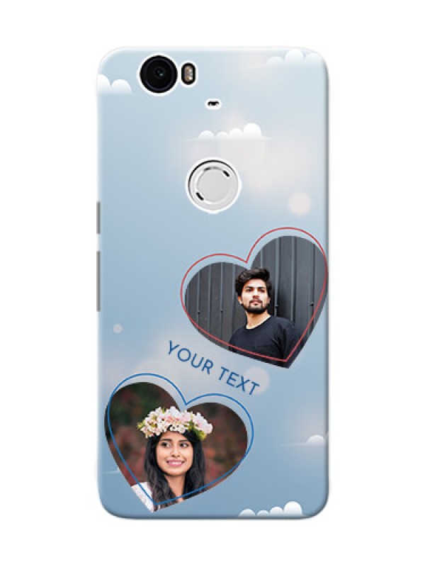 Custom Huawei Nexus 6P couple heart frames with sky backdrop Design